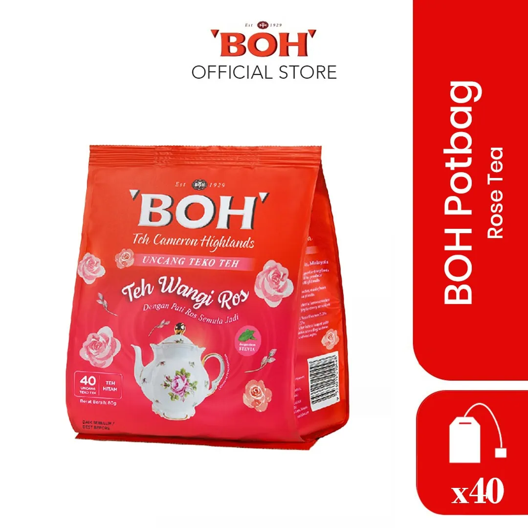 BOH Potbag Rose Tea (40’s)
